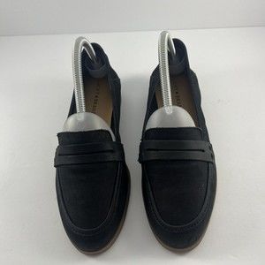 Lucky Brand‎ Womens Suede Flat Penny Loafers Size 8.5 Black Caylon Slip On